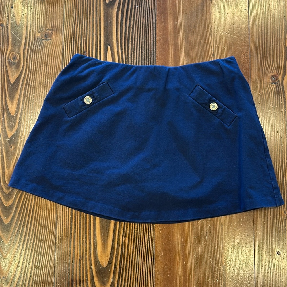 Lilly Pulitzer Navy Cotton Blend Madison Mini Skort Skirt Size M